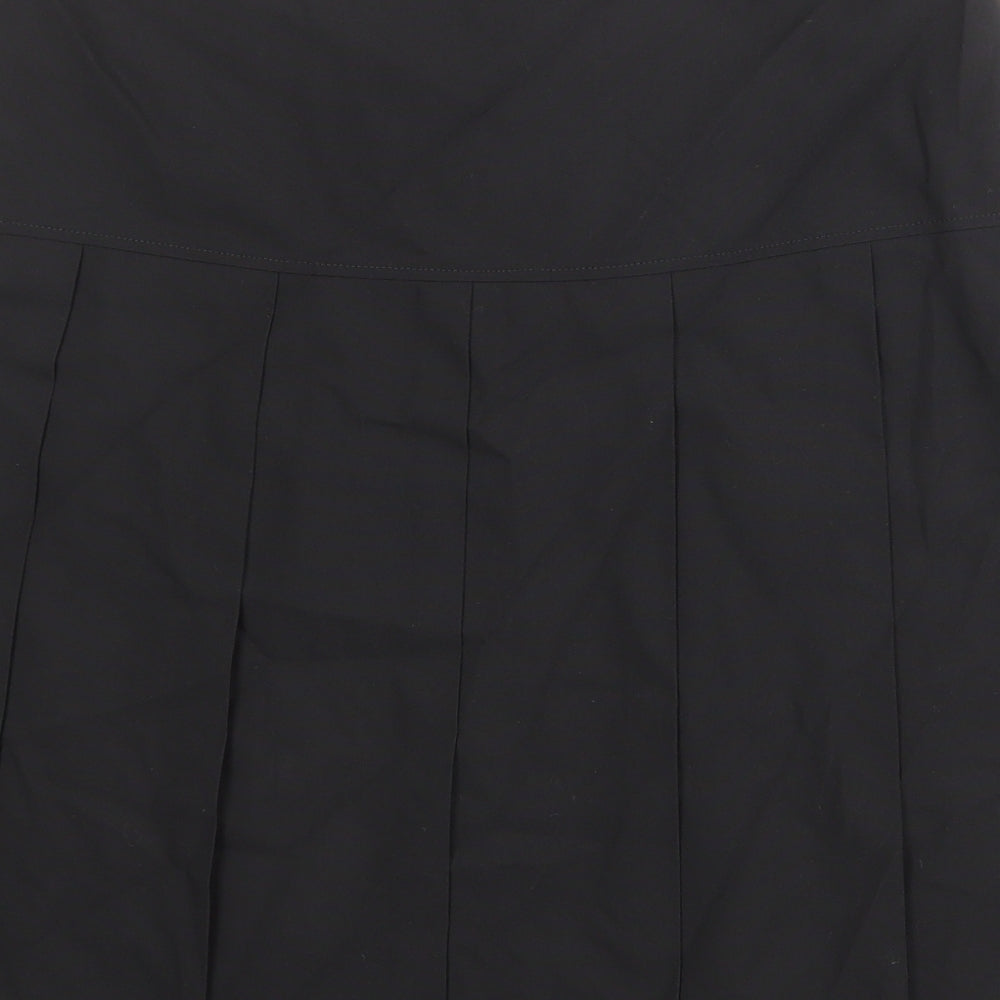 Marks & Spencer Womens Black Polyester Pleated Skirt Size 31 in Zip