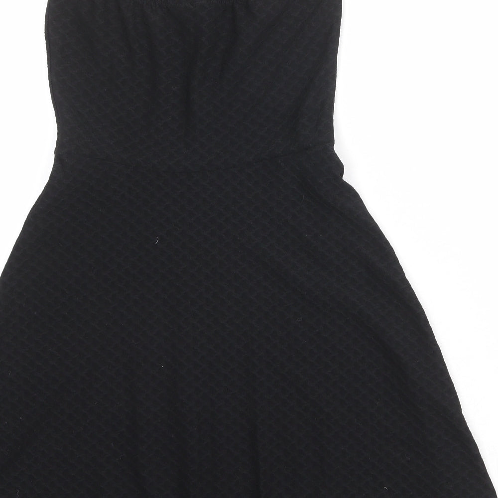 Divided by H&M Womens Black Polyester A-Line Size 6 Square Neck Pullover - Strapless Textured