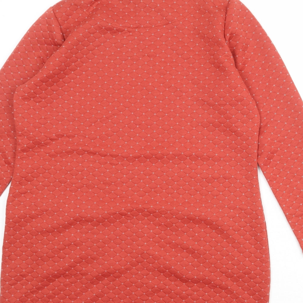 First Avenue Womens Red Geometric Polyester A-Line Size M Round Neck Pullover