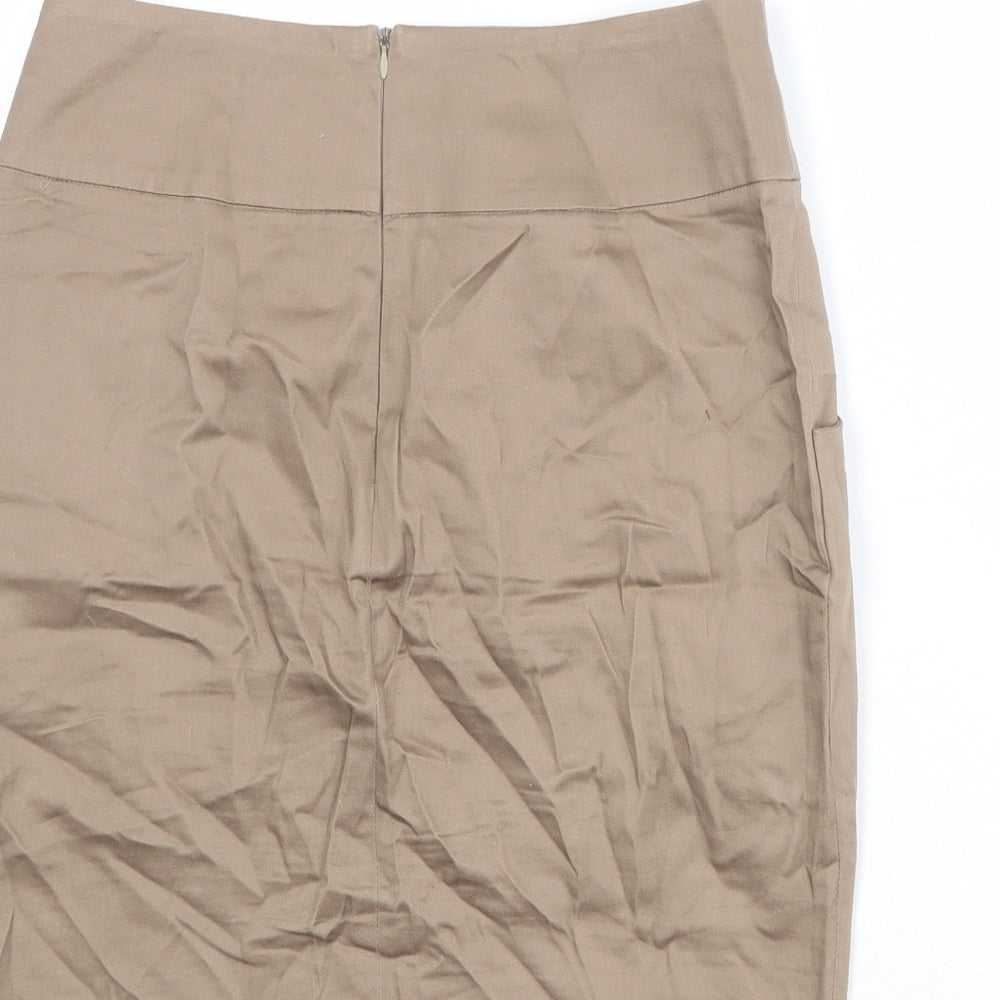 Louche Womens Brown Cotton Straight & Pencil Skirt Size 12 Zip