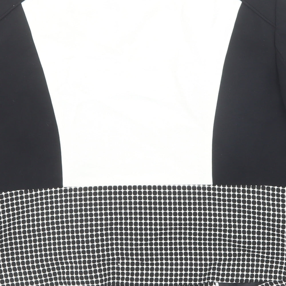 Marks & Spencer Womens Black Geometric Jacket Size 10 Zip