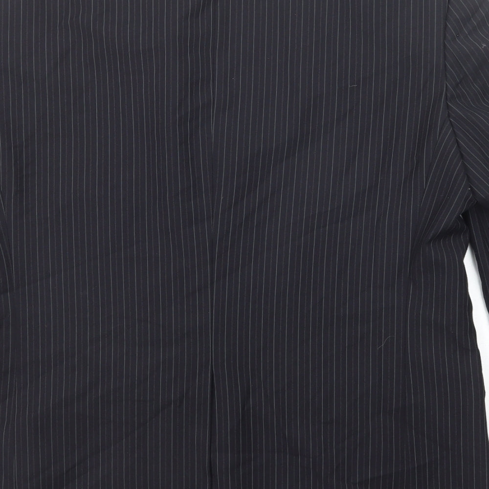 Marks & Spencer Mens Black Striped Polyester Jacket Suit Jacket Size 42 Regular