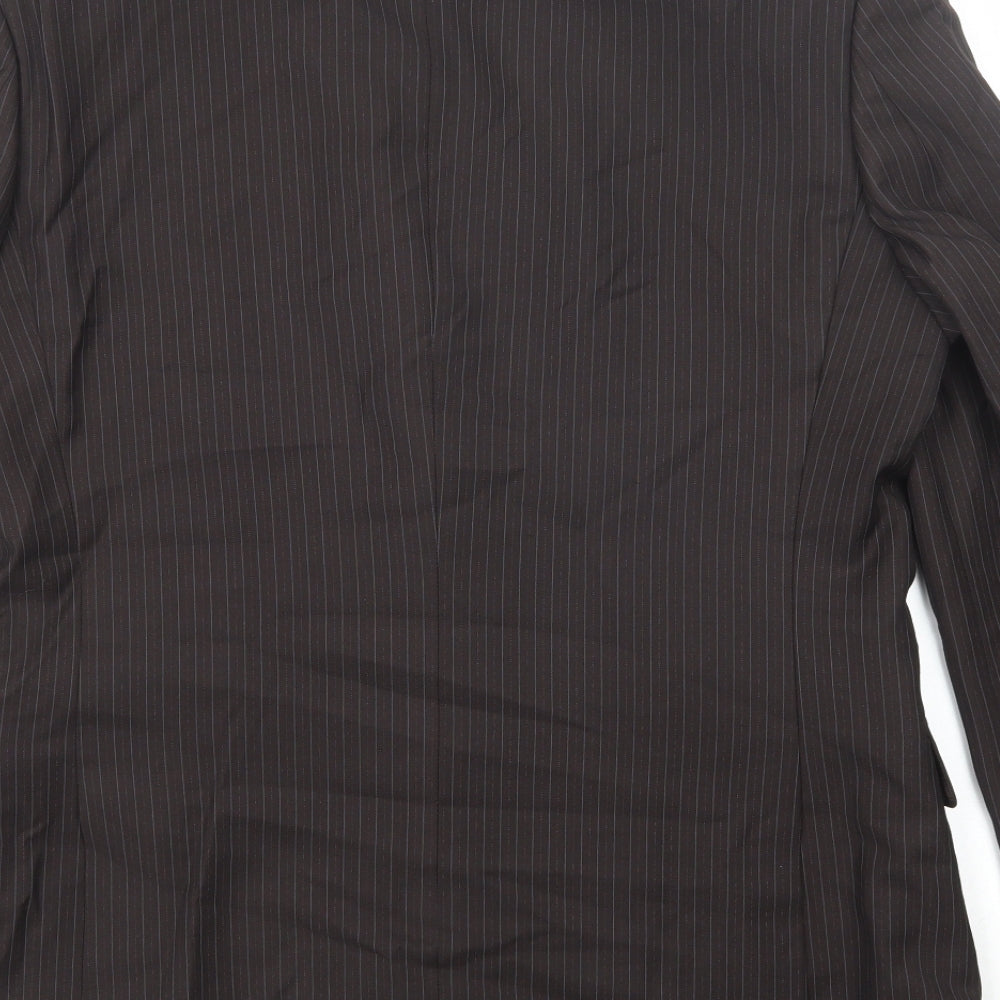 Burton Mens Brown Striped Polyester Jacket Suit Jacket Size 40 Regular