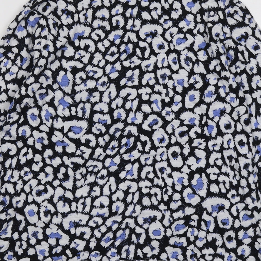 Marks & Spencer Womens Blue Geometric Polyester Basic Blouse Size 6 Round Neck