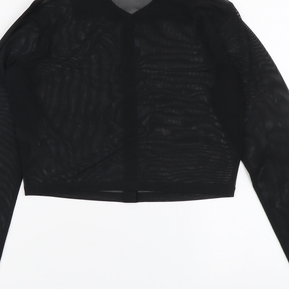 ASOS Womens Black Polyester Cropped Button-Up Size 8 Collared