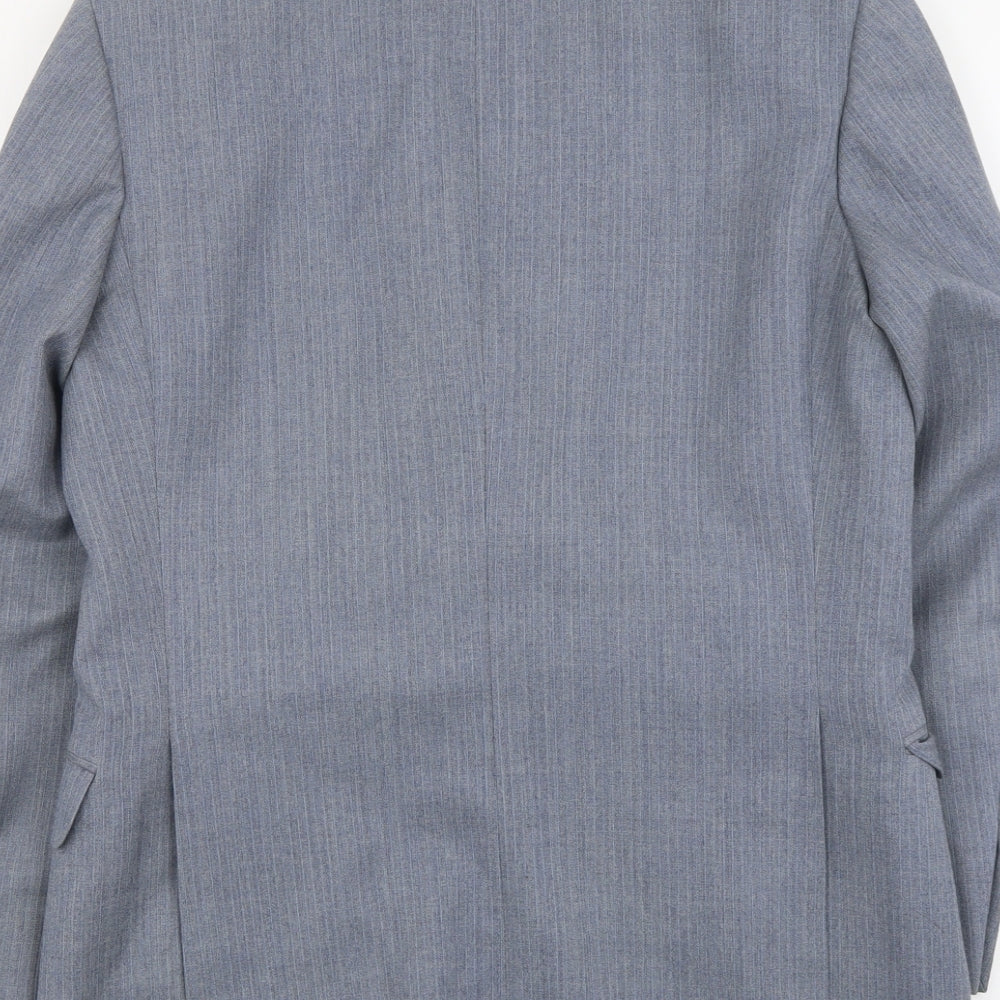 Marks & Spencer Mens Blue Striped Viscose Jacket Suit Jacket Size 38 Regular