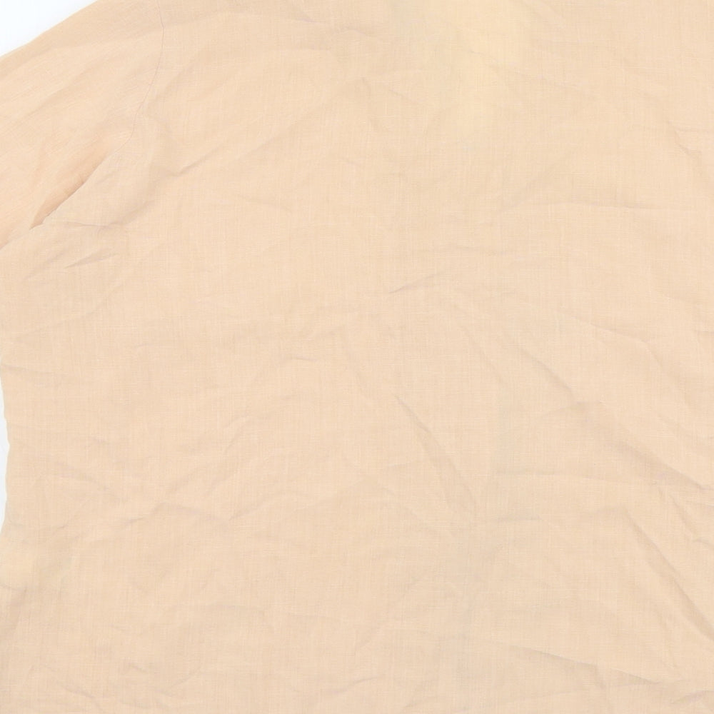 Marks & Spencer Womens Orange Viscose Basic Button-Up Size 18 Collared