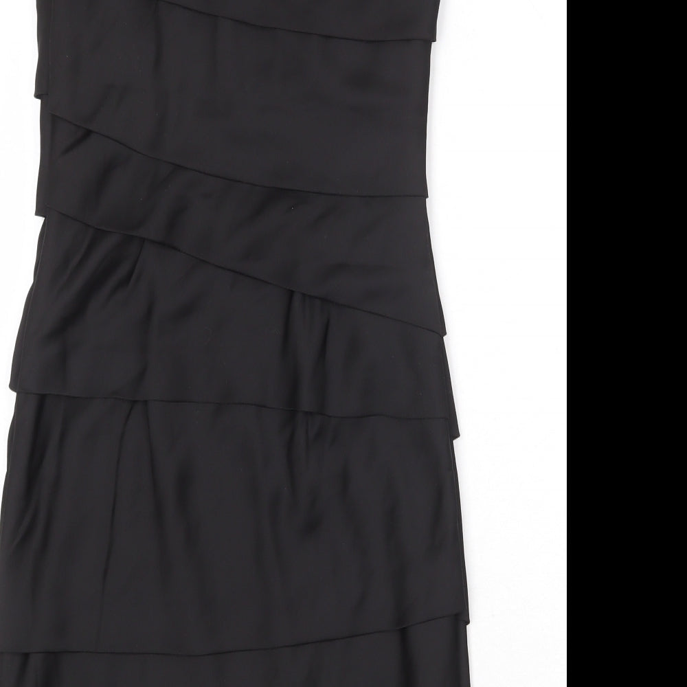 Max And Cleo Womens Black Polyester Bodycon Size L One Shoulder Zip