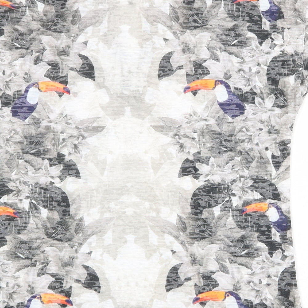 NEXT Womens Multicoloured Floral Polyester Basic T-Shirt Size 8 V-Neck