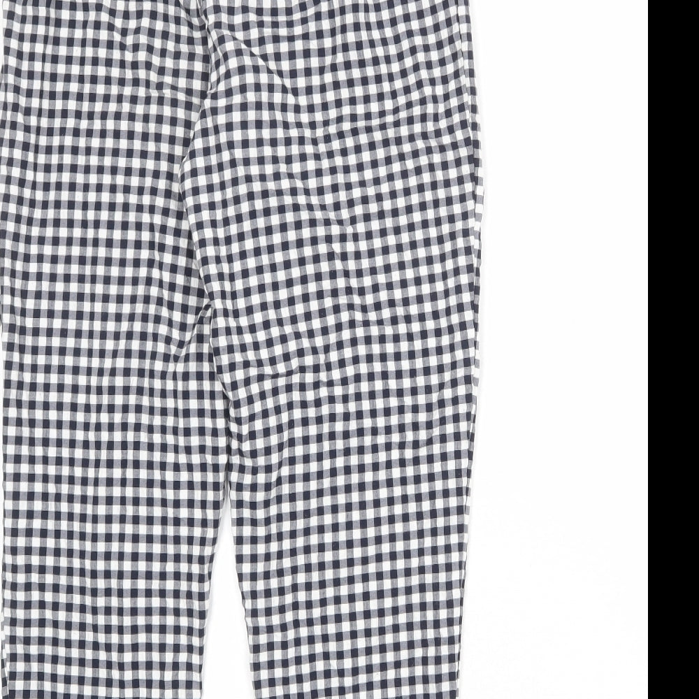 ASOS Womens Blue Check Viscose Carrot Trousers Size 6 Regular Zip