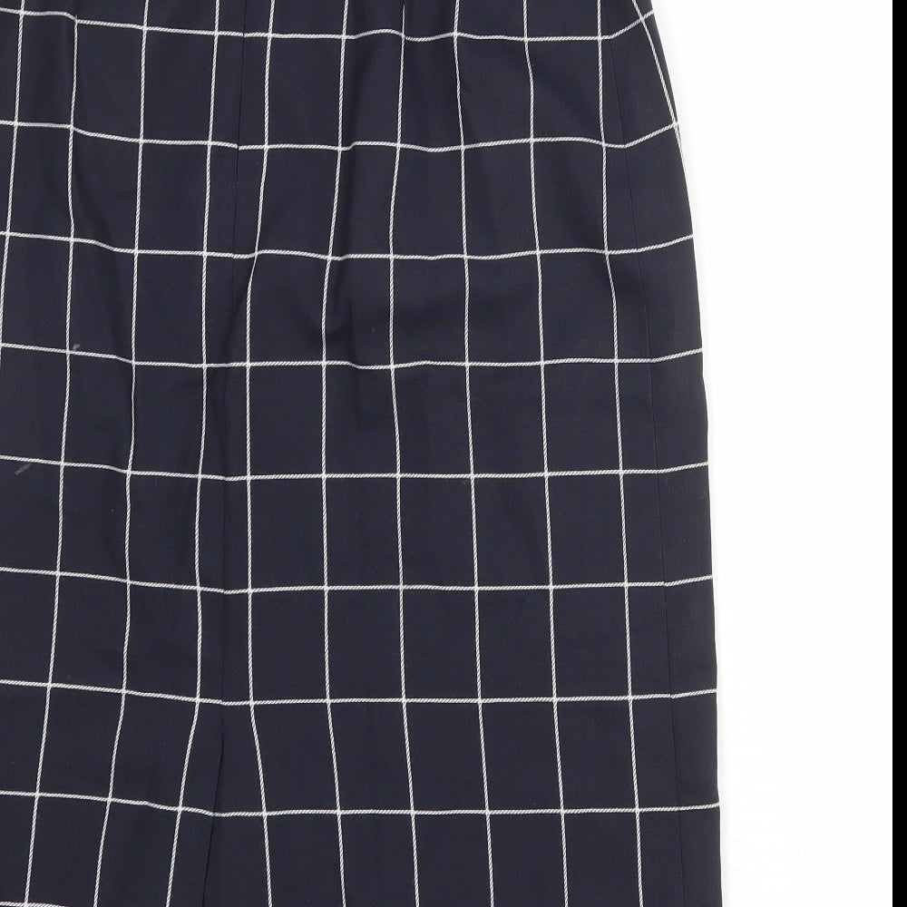 Planet Womens Blue Check Polyester A-Line Skirt Size 14 Zip