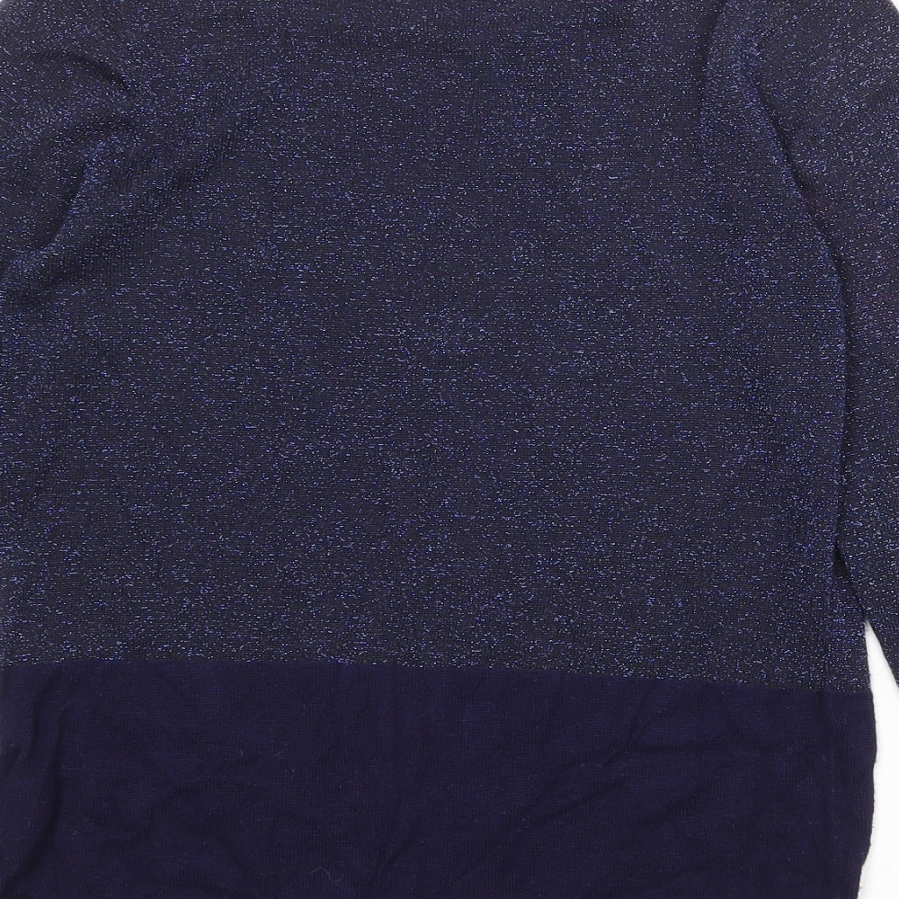 Marks & Spencer Womens Blue Boat Neck Viscose Pullover Jumper Size 10