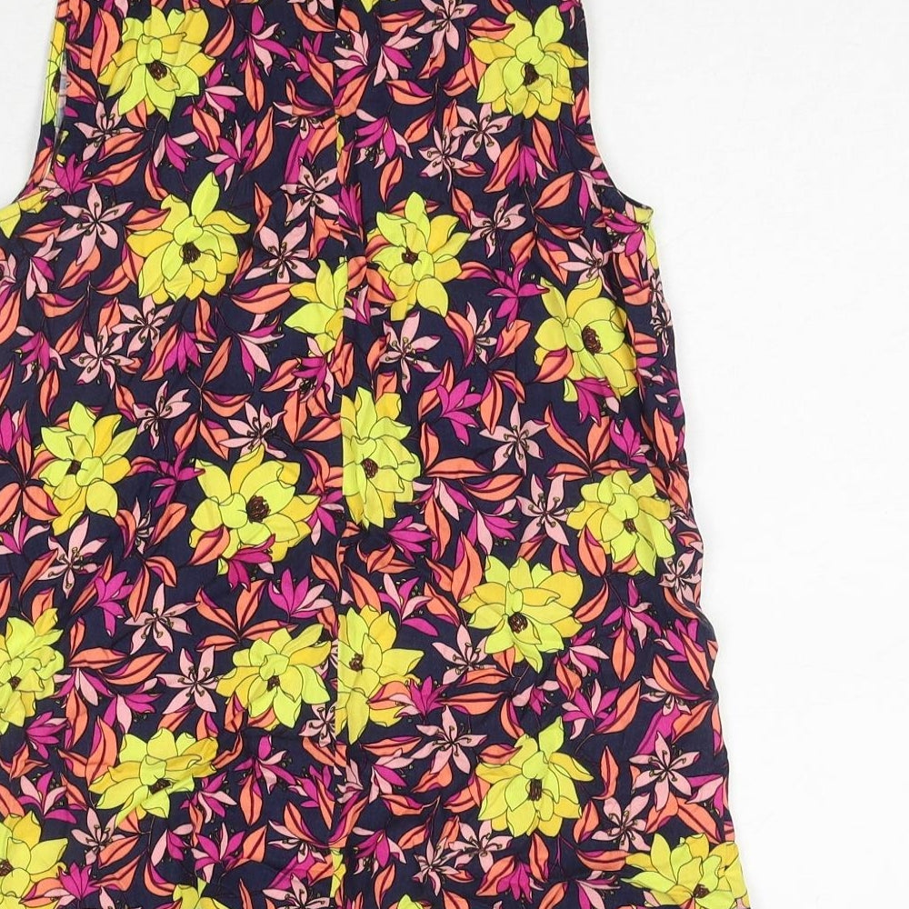 Oasis Womens Multicoloured Floral Viscose Basic Blouse Size 6 Round Neck