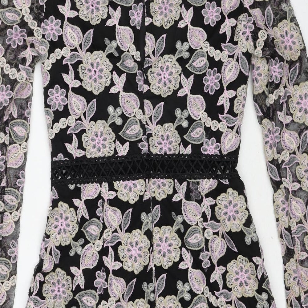 True Decadence Womens Multicoloured Floral Polyester Fit & Flare Size 8 Round Neck Zip