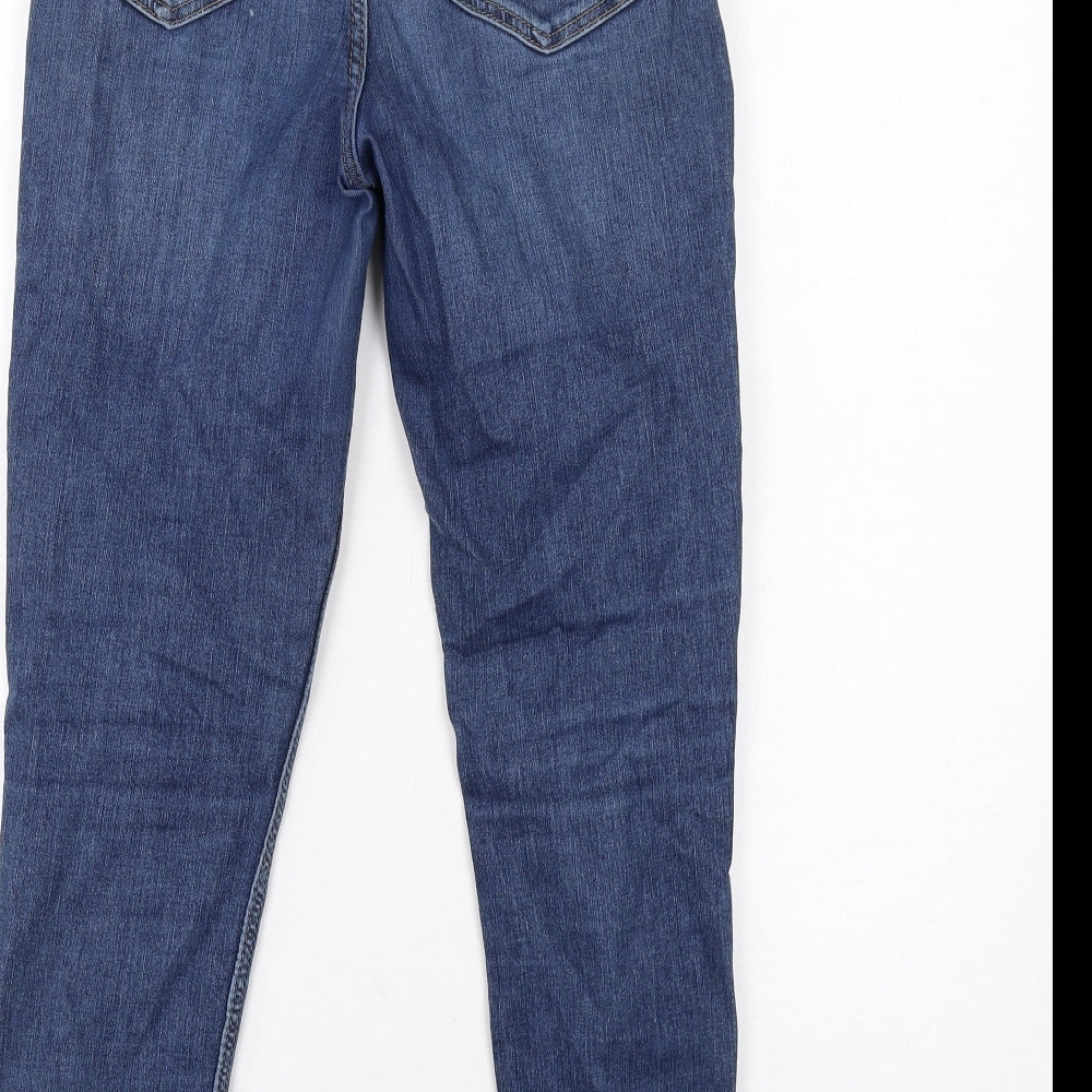 Marks & Spencer Womens Blue Cotton Skinny Jeans Size 8 Regular Zip