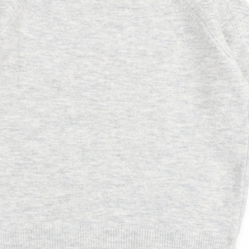 Marks & Spencer Womens Grey Round Neck Acrylic Pullover Jumper Size S