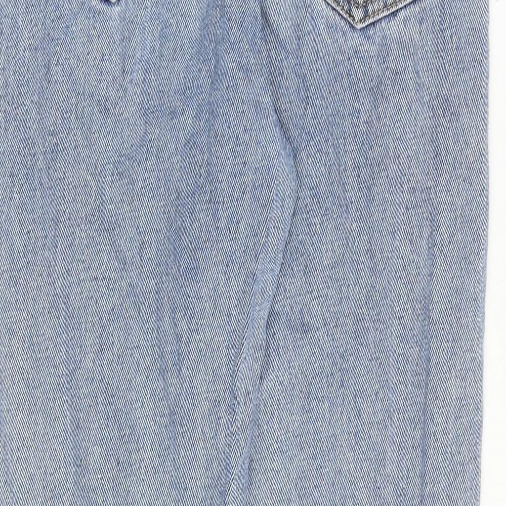 Momokrom Womens Blue Cotton Straight Jeans Size 8 Regular Zip