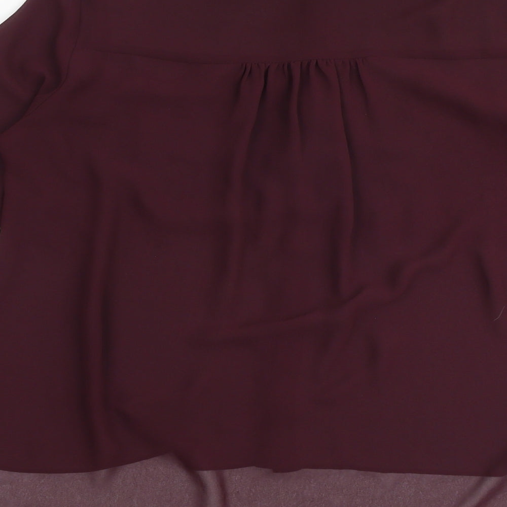 Topshop Womens Purple Polyester Basic Button-Up Size 8 Collared