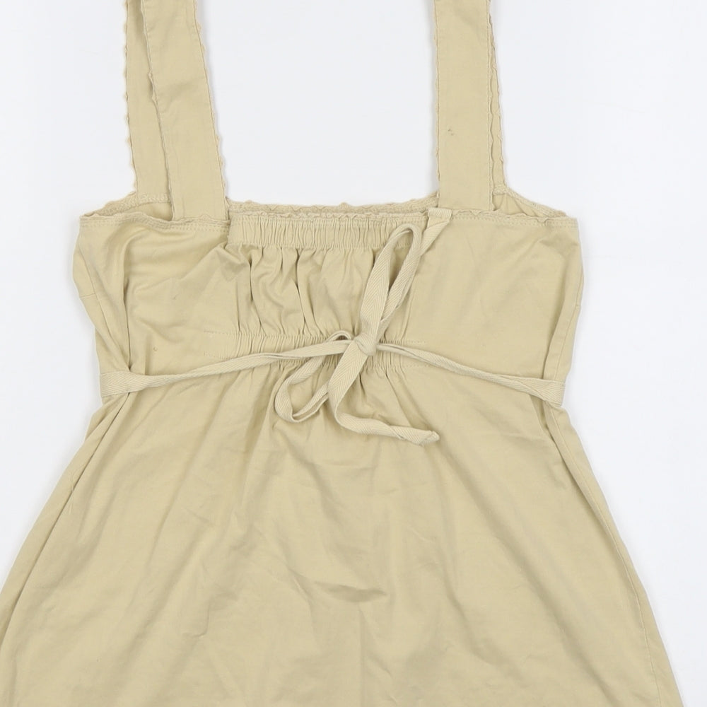Mango Womens Beige Cotton Basic Tank Size M Square Neck