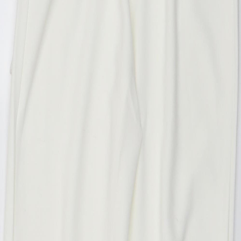 Boohoo Womens Ivory Polyester Chino Trousers Size 8 L26 in Regular