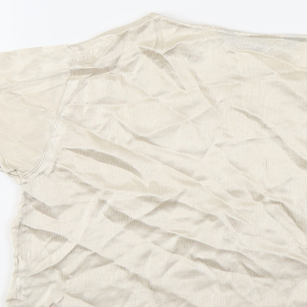 Jeffrey Rogers Womens Beige Viscose Basic Blouse Size 12 Boat Neck