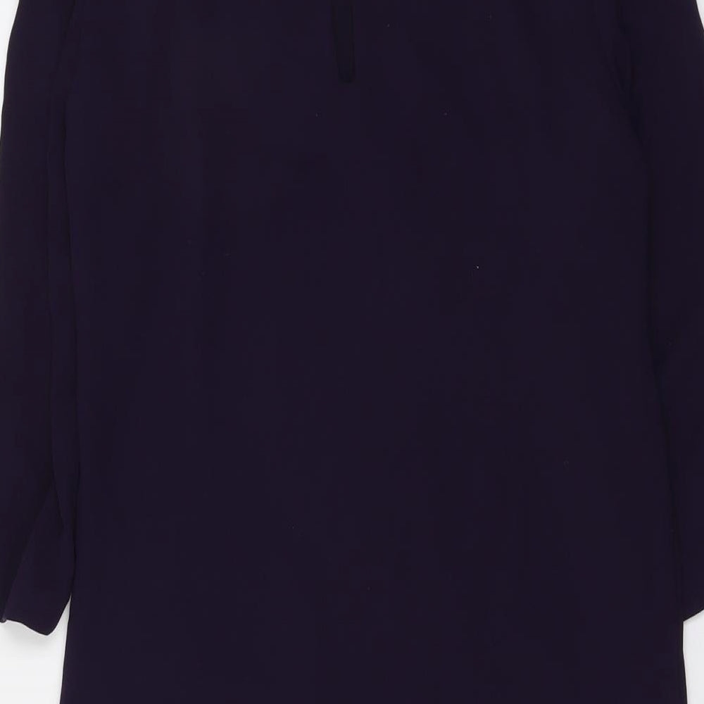 Zara Womens Purple Polyester A-Line Size XS Round Neck Button