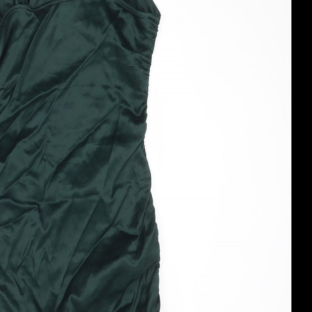 Zara Womens Green Viscose Bodycon Size M Sweetheart Zip