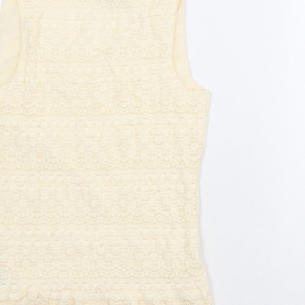 Max Studio Womens Beige Cotton Basic Tank Size M Scoop Neck