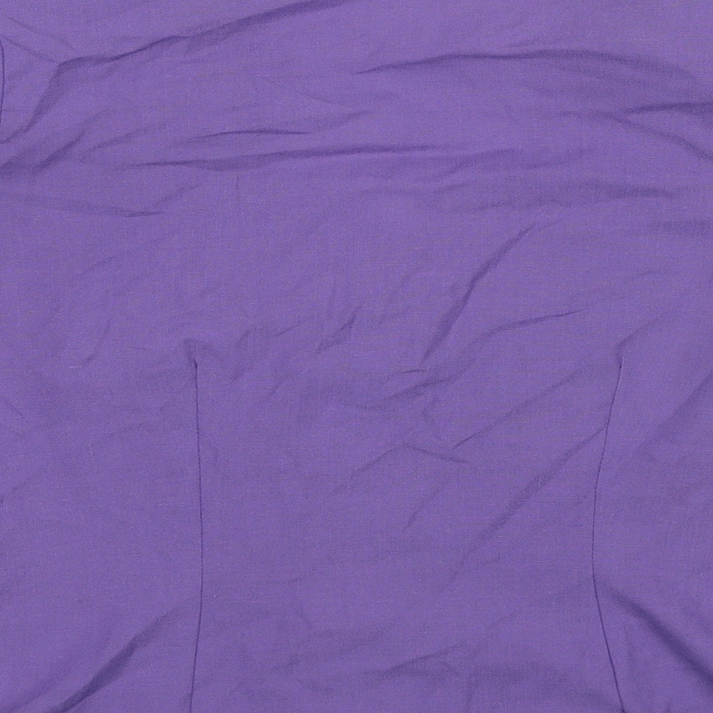 Richards Womens Purple Polyester Basic Button-Up Size 14 V-Neck