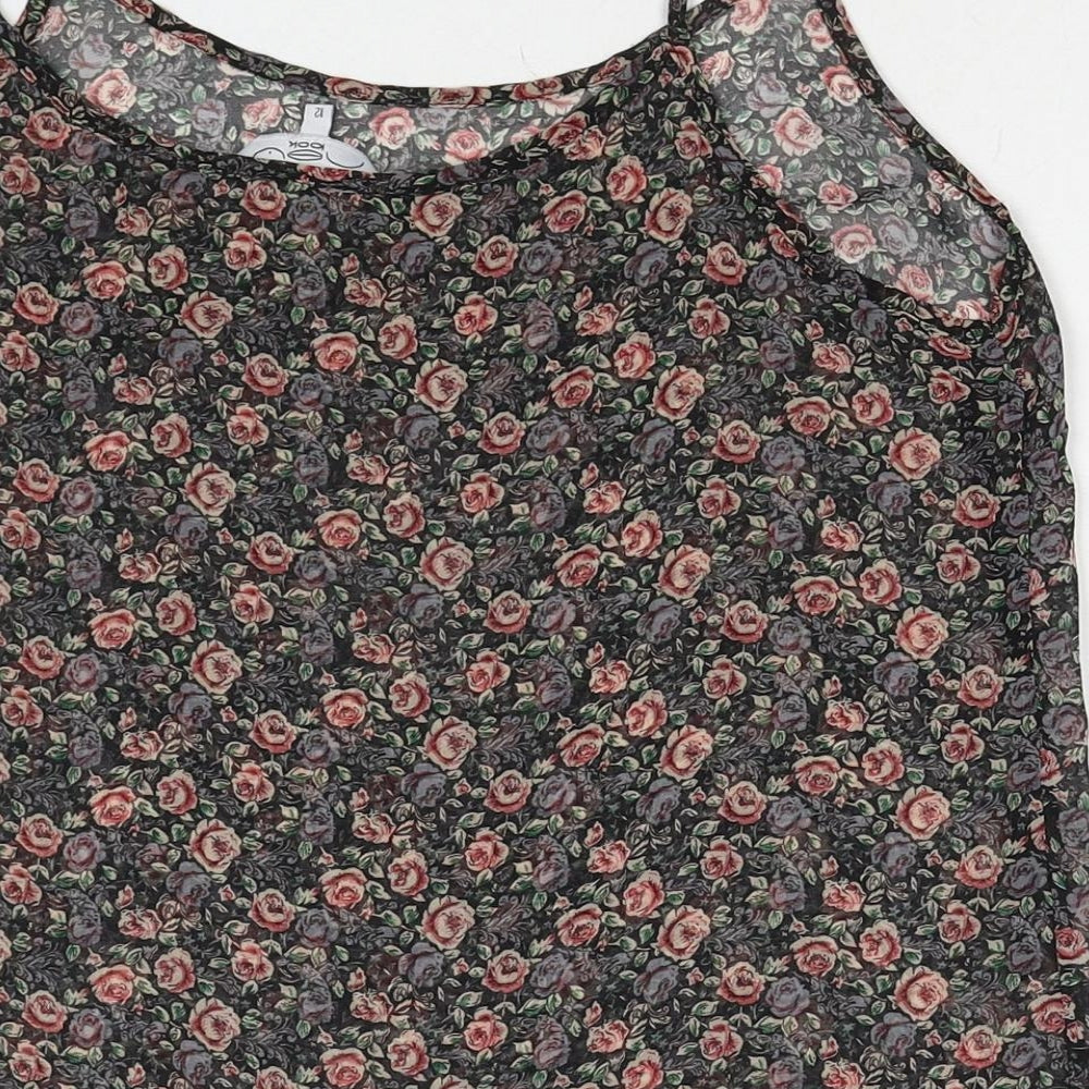 New Look Womens Multicoloured Floral Polyester Basic Tank Size 12 Round Neck