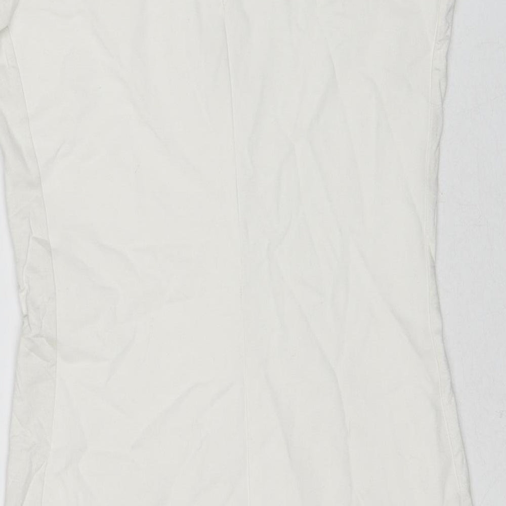 Mango Womens White Viscose A-Line Size S Round Neck Zip