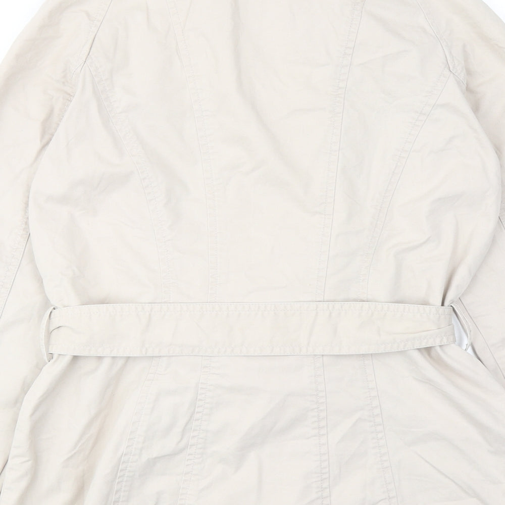 Boohoo Womens Beige Trench Coat Coat Size 8 Button