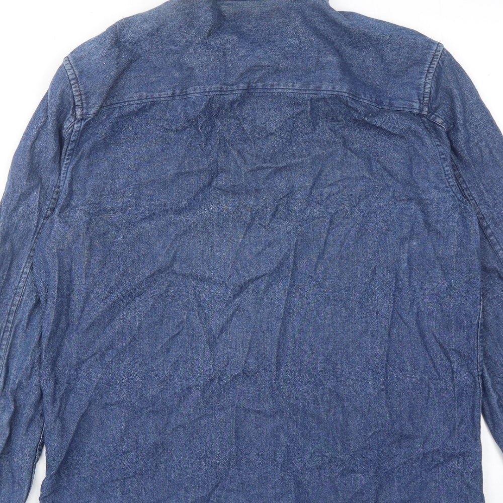 Villain Womens Blue Cotton Basic Button-Up Size M Collared
