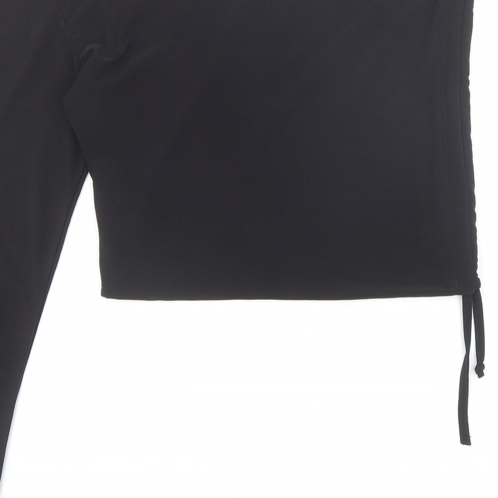 PRETTYLITTLETHING Womens Black Polyester Basic Blouse Size 14 One Shoulder - Asymmetric Neckline