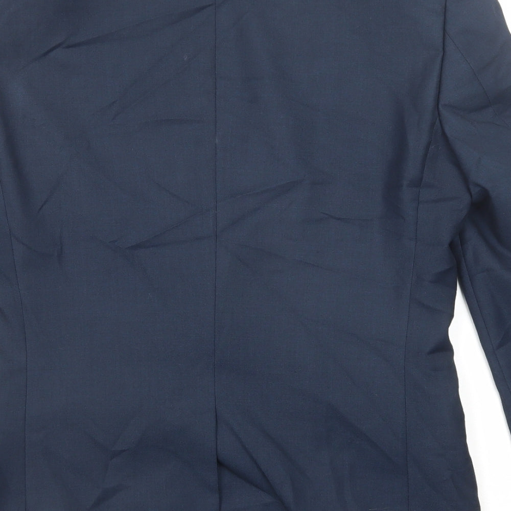 Harry Brown Mens Blue Polyester Jacket Suit Jacket Size 36 Regular