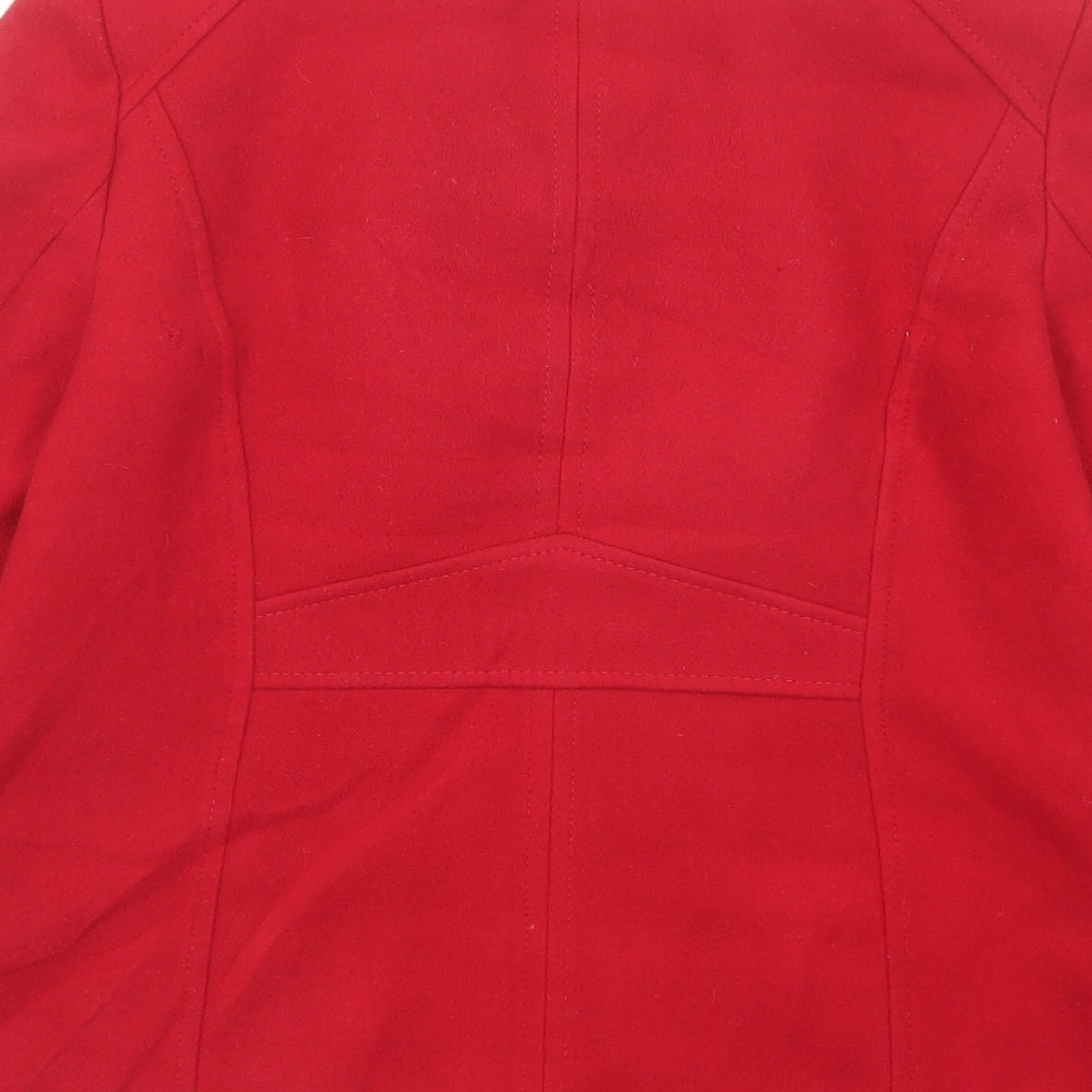 BHS Womens Red Pea Coat Coat Size 10 Button
