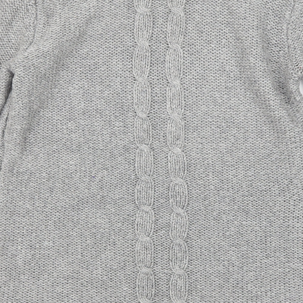 Mango Womens Grey Round Neck Polyester Pullover Jumper Size M