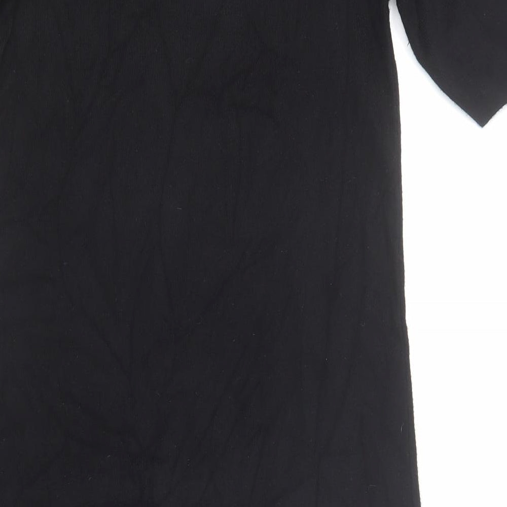M&Co Womens Black Colourblock Viscose A-Line Size 12 Round Neck Zip