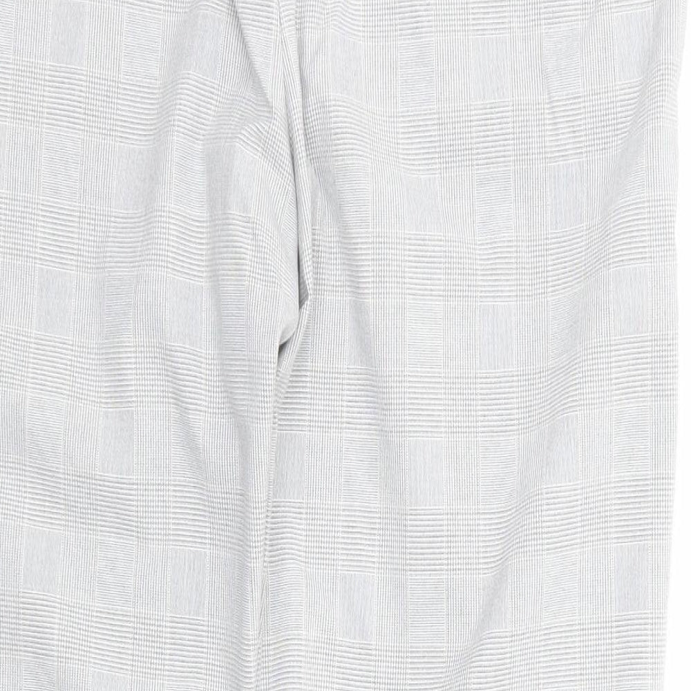 H&M Womens Grey Check Polyester Dress Pants Trousers Size 14 Regular Zip
