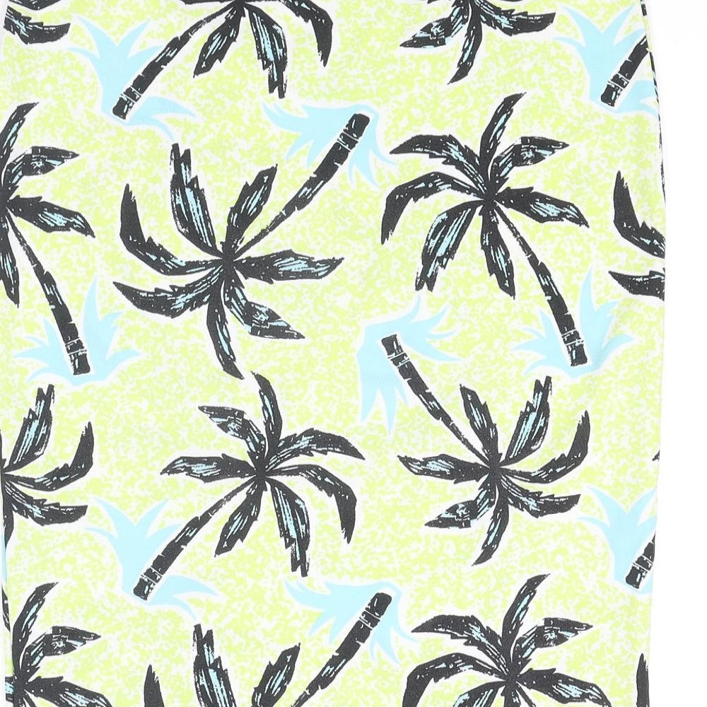 Missguided Womens Green Geometric Polyester Bandage Skirt Size 12 - Palm Tree Pattern