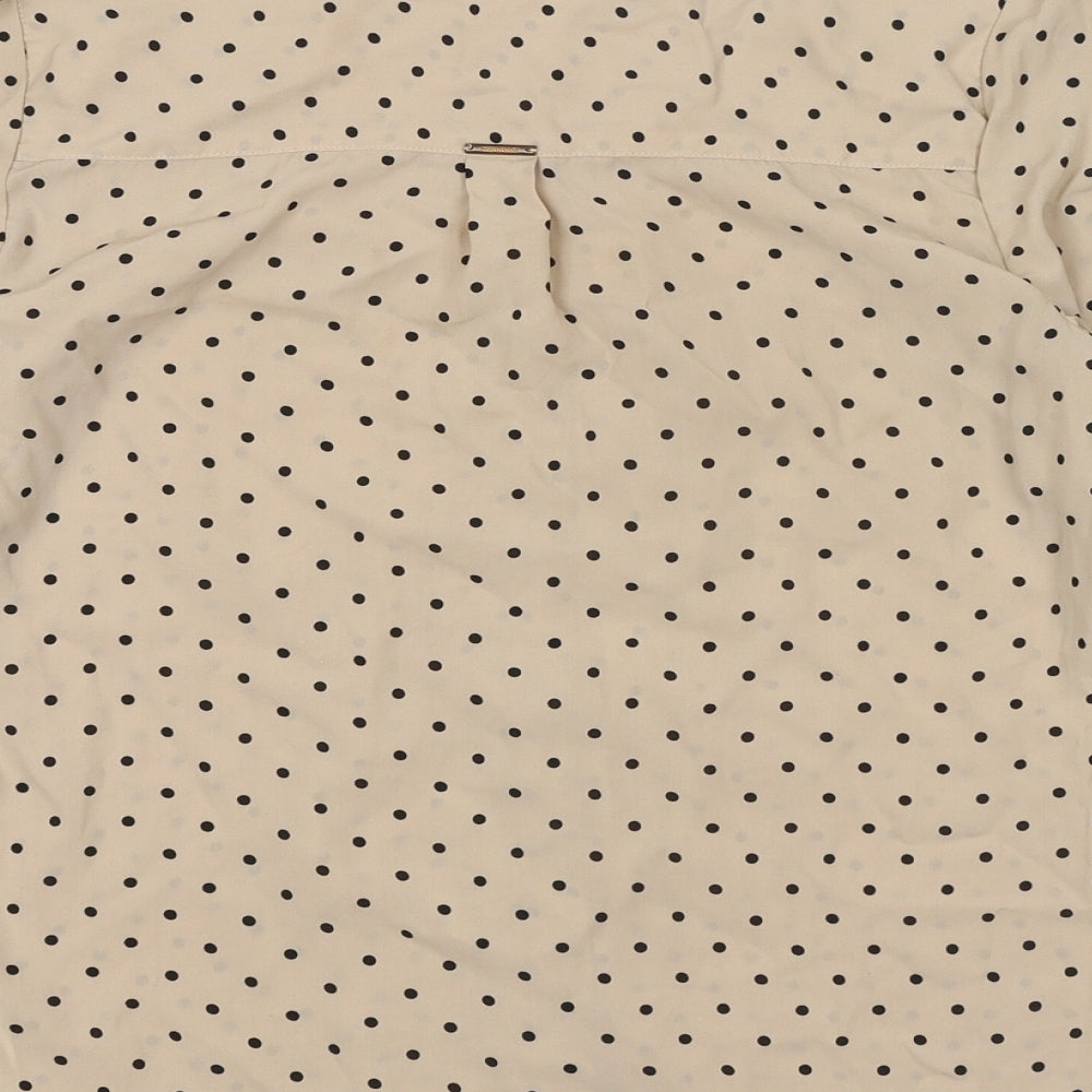 Wardrobe Womens Beige Polka Dot Polyester Basic Button-Up Size XS Collared