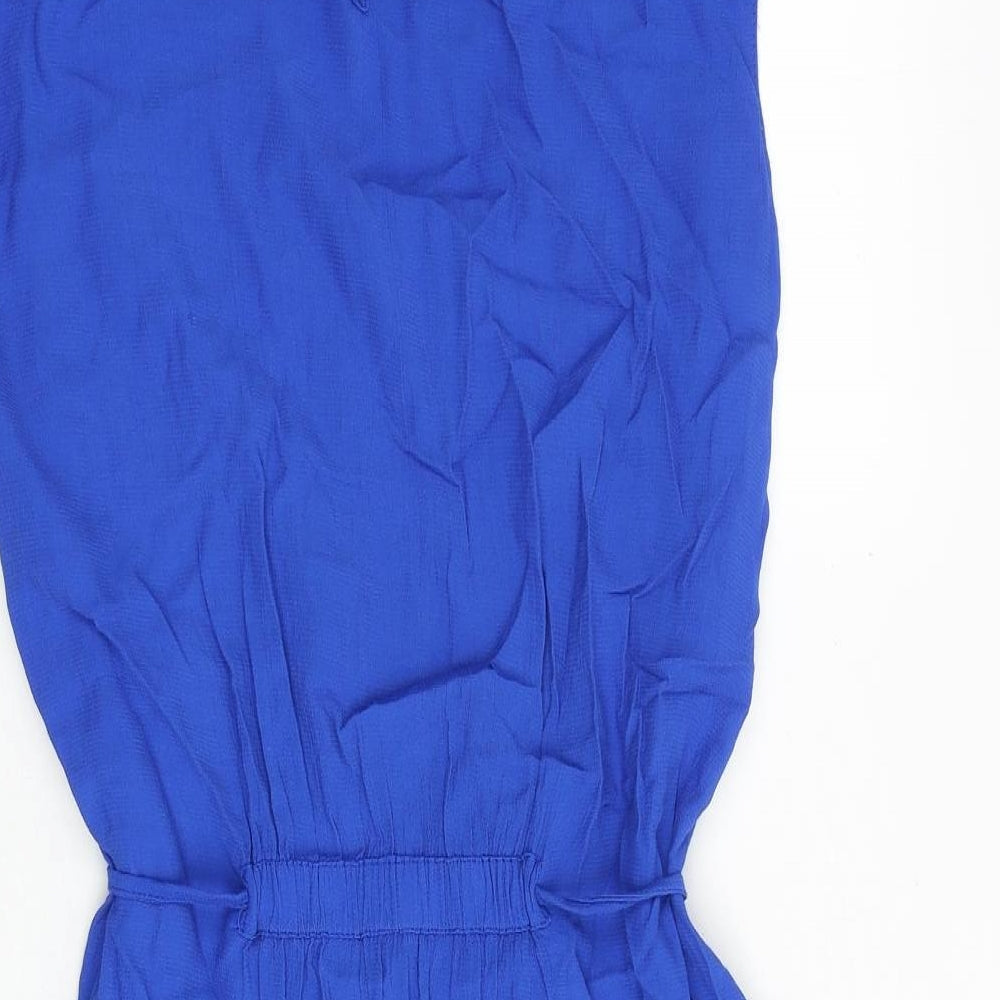 Zara Womens Blue Polyester A-Line Size L Round Neck Tie