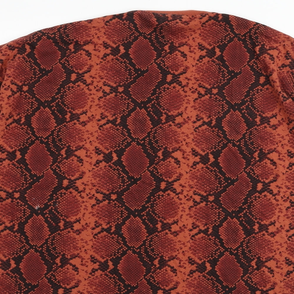 Topshop Womens Red Animal Print 100% Cotton Basic T-Shirt Size S Crew Neck - Snake Print