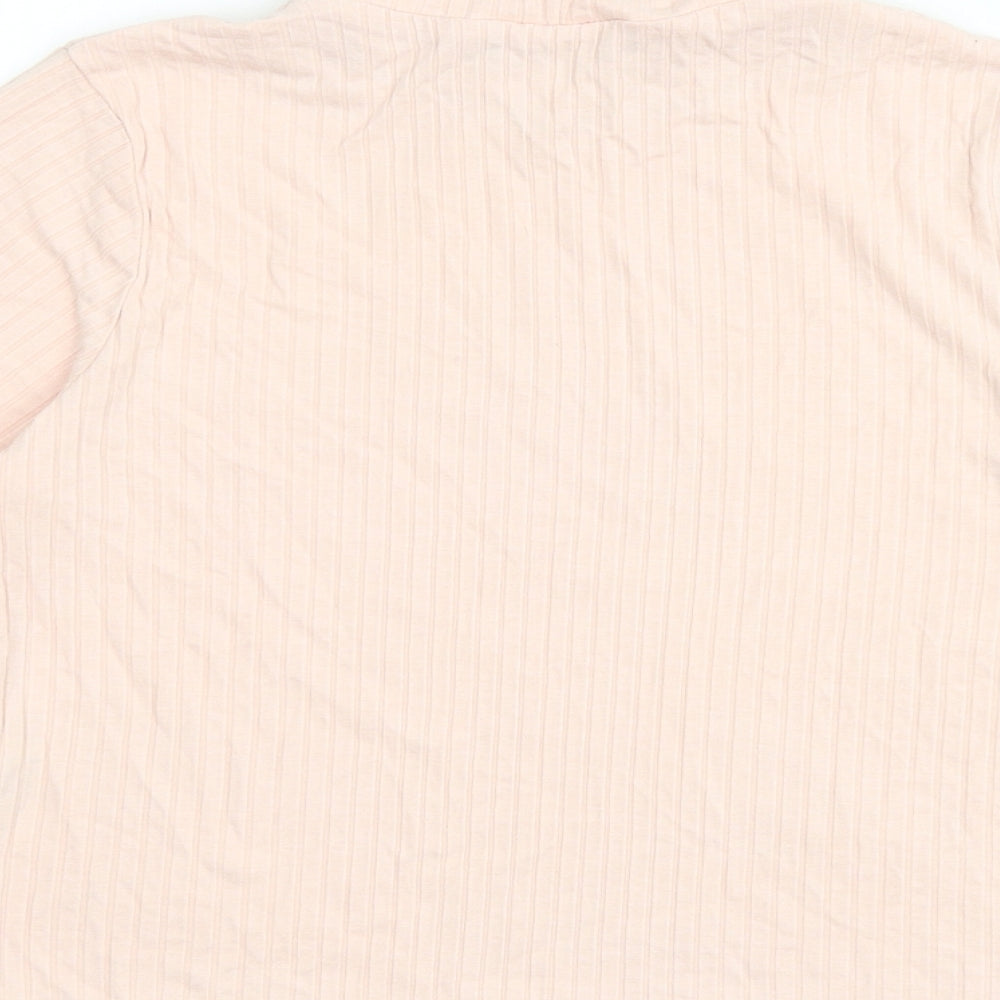 Select Girls Pink Viscose Basic T-Shirt Size 14 Years High Neck Pullover - Pearl Detail Ribbed