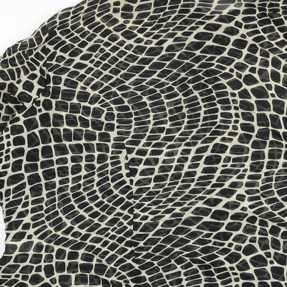 Marks & Spencer Womens Black Geometric Viscose Basic Button-Up Size 18 Collared