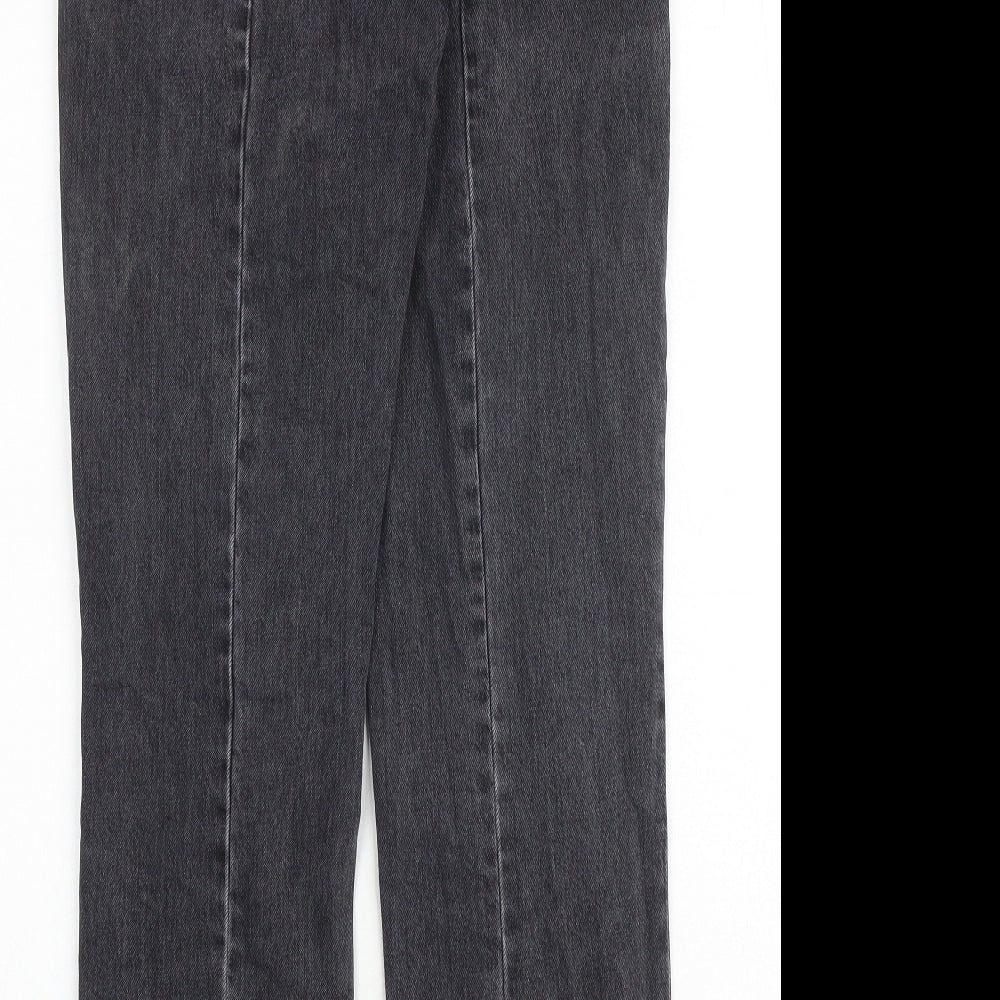 H&M Womens Grey Cotton Straight Jeans Size 26 in Regular Button