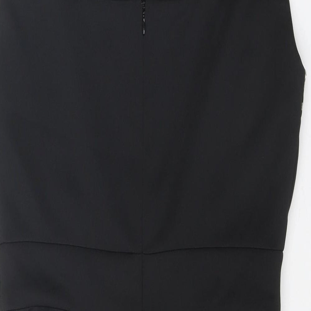 SD Collection Womens Black Geometric Polyester Bodycon Size 10 Round Neck Button