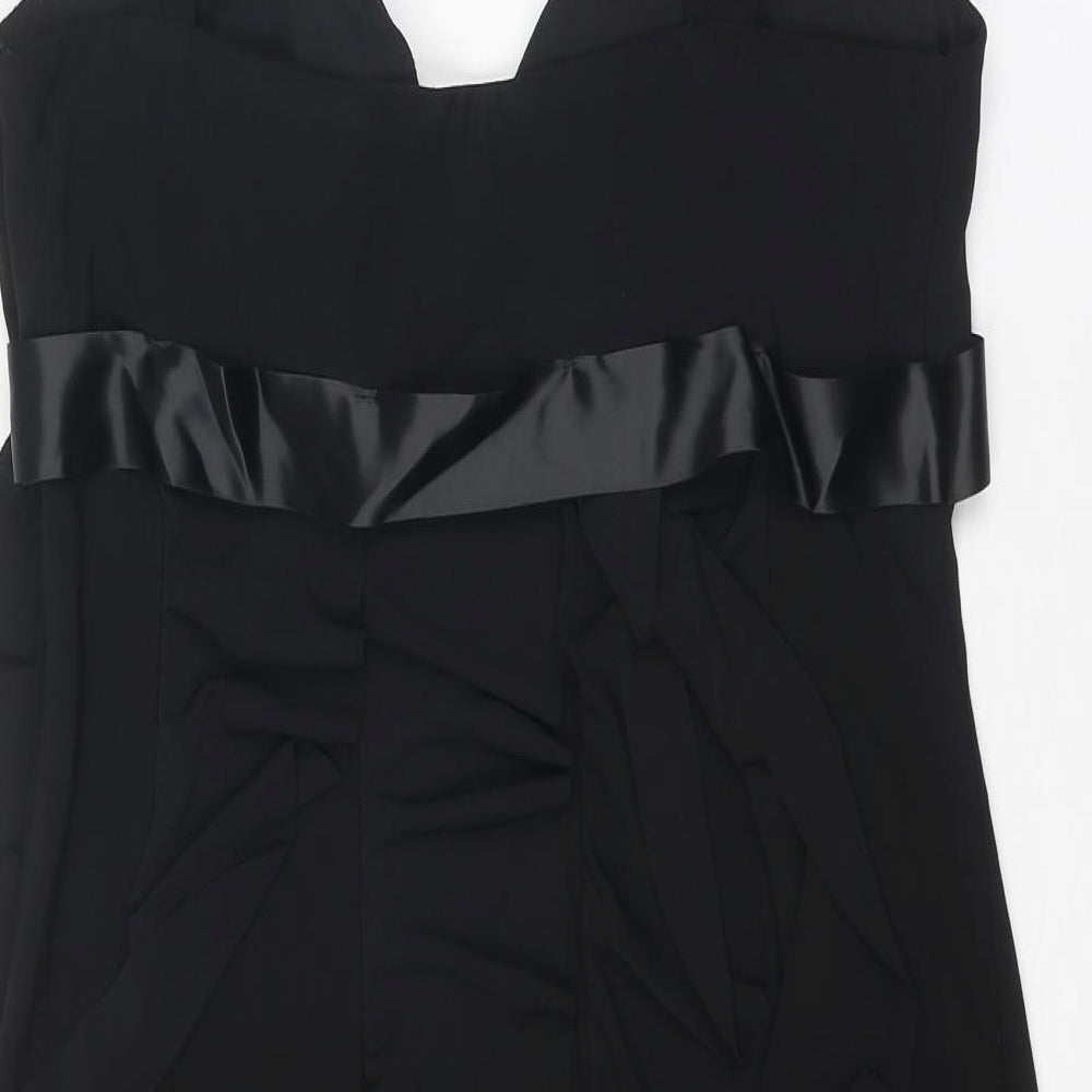 Scarlett Nite Womens Black Polyester Slip Dress Size 14 V-Neck Zip