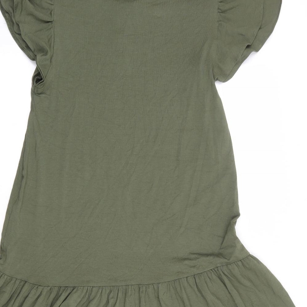 Marks & Spencer Womens Green Viscose A-Line Size 8 Round Neck Pullover