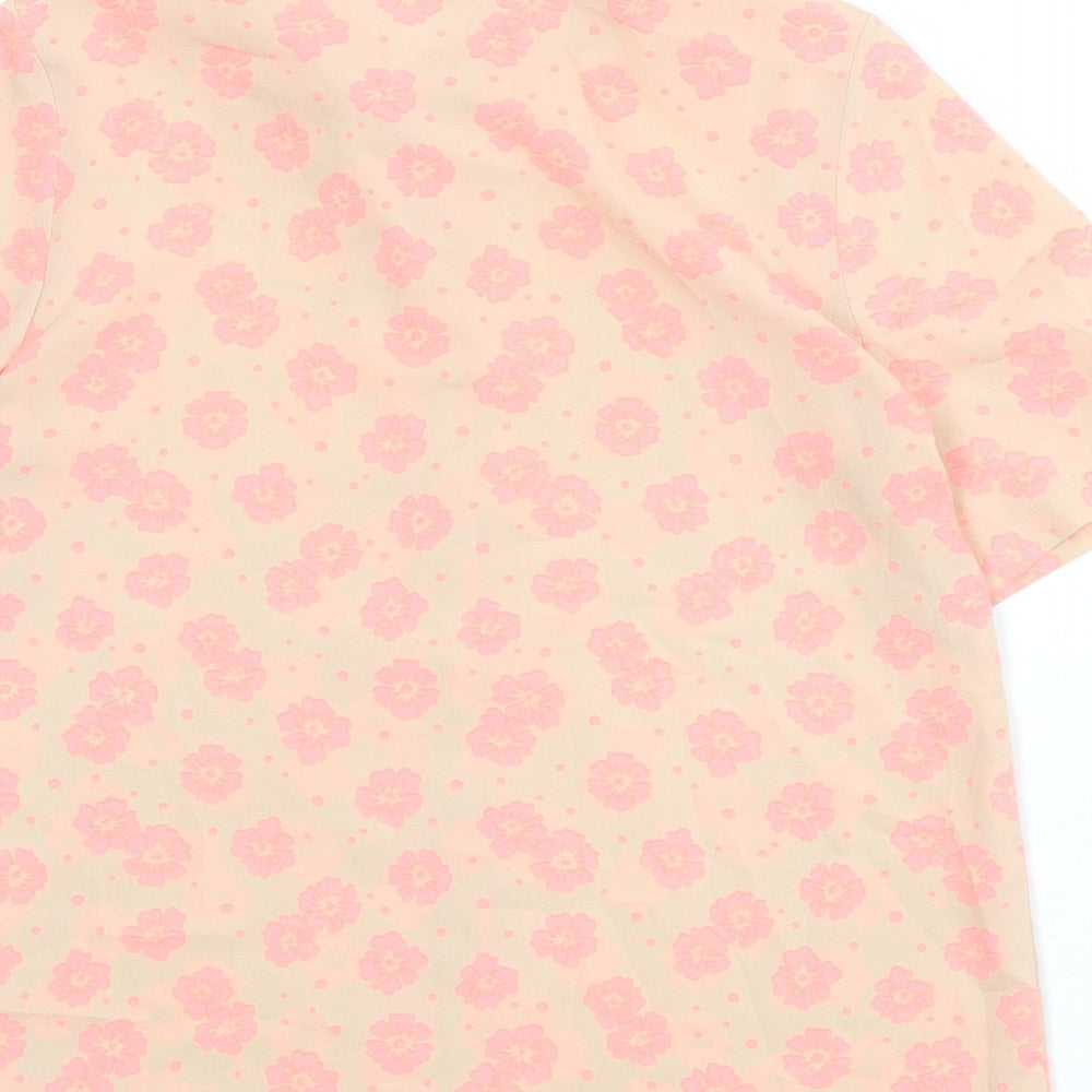 River Island Womens Beige Floral Polyester Basic Button-Up Size 6 Collared